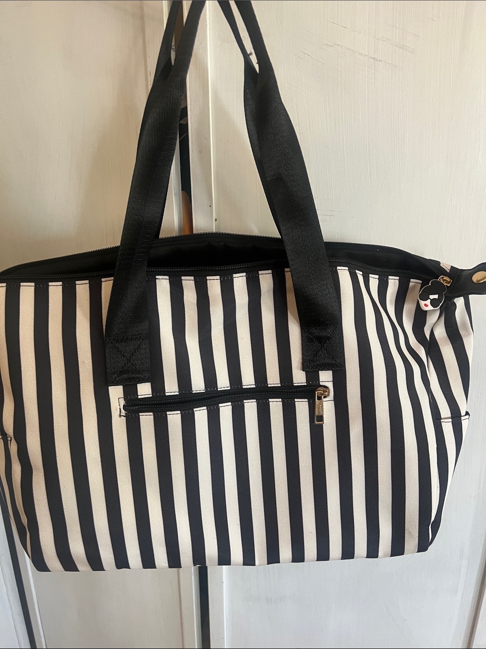 Alice and Olivia Classic Black & Striped Tote Bag